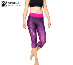 GRIPS WOMENS SHORT ATHLETIC LEGGINGS PURPLE SPRING