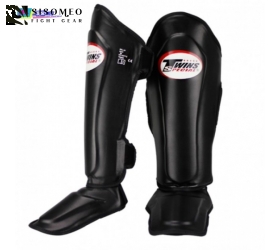 TWINS SHIN GUARDS DOUBLE PADDED BLACK SGL 10 