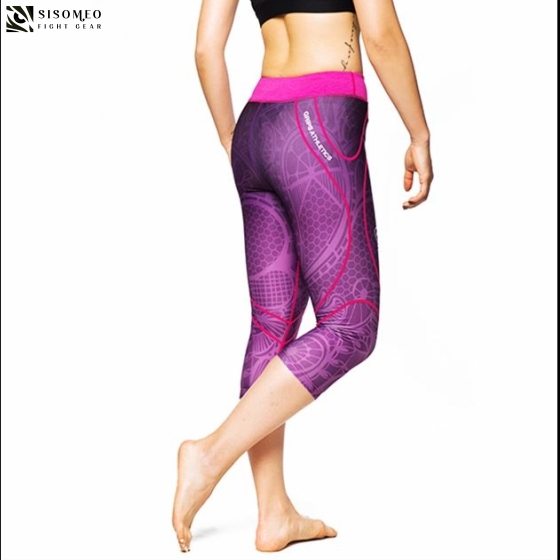 GRIPS WOMENS SHORT ATHLETIC LEGGINGS PURPLE SPRING