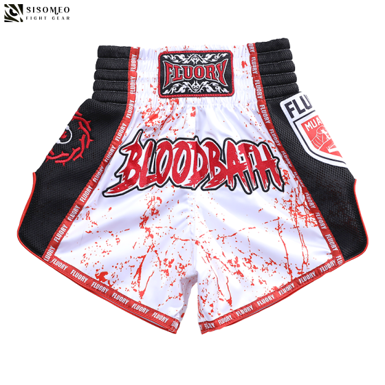 FLUORY Muay Thai Shorts - MTSF-122 White